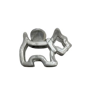 Gray Marbled Glossy Dog Shaped Puppy 3" Lobster Claw Hair Clip Yorkie Westie